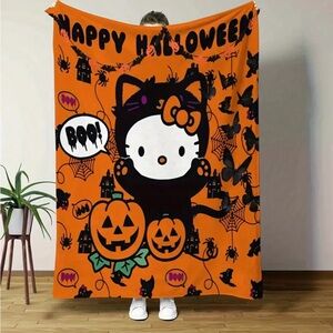 Hello Kitty Halloween Blanket, Halloween Hello Kitty Blanket, Hello Kitty Throw